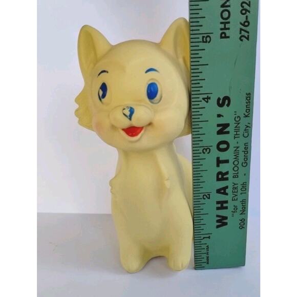 STAR Vintage Anithromorphic Squeaky Smiling Blue Eyed Cat Baby Toy RARE FIND - Picture 9 of 12